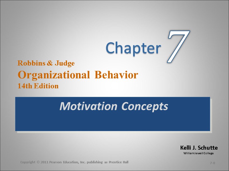 Motivation Concepts 7 7-0  Copyright © 2011 Pearson Education, Inc. publishing as Prentice